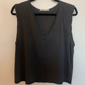 Free People We the Free V-Neck Muscle Tank - Charcoal